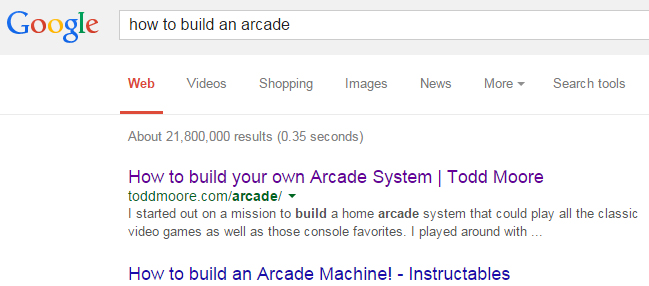 Searching Google for How to Build an Arcade
